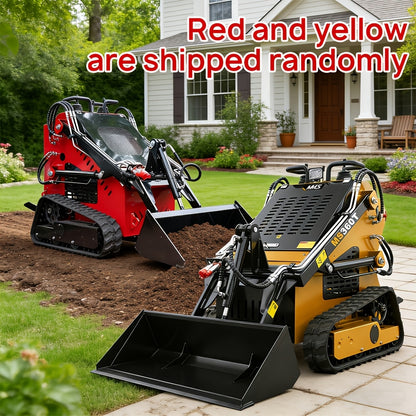 Mini Skid Steer Loader -13.5 HP Engine, Compact Track LoaderCompact Track Loader for Efficient Snow Clearing, Multi Functional Bulldozer Shovel Engineering Vehicle for Farms Gardens Park Roads Factories