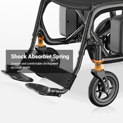 Carbon Fiber 25 Mile Long Range Adult Electric Wheelchair No Installation, One-Step Folding And Unfolding, Lightweight 15Kg, 300Lbs Load Capacity, Compact Enough to Fit in Luggage, Perfect for Travel, Park & Beach Outings, Portable Power Chair