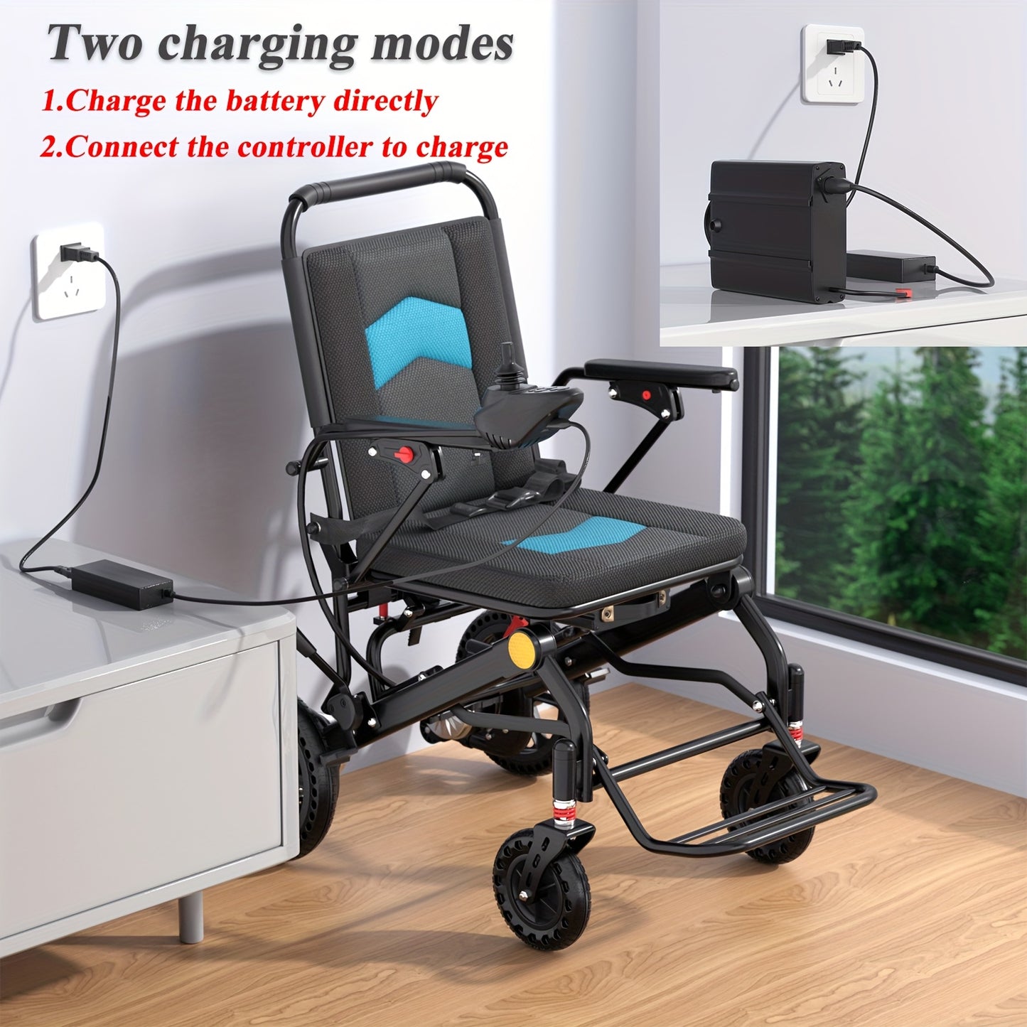 500W Motor Portable Electric Wheelchair Foldable for Adults Seniors, Intelligent Power Wheelchairs Motorized Wheelchair All Terrain Power Chair, Outdoor Wheelchair, Mobility Aid, Easy Storage, Lightweight Design, Smooth Mobility, Durable Construction