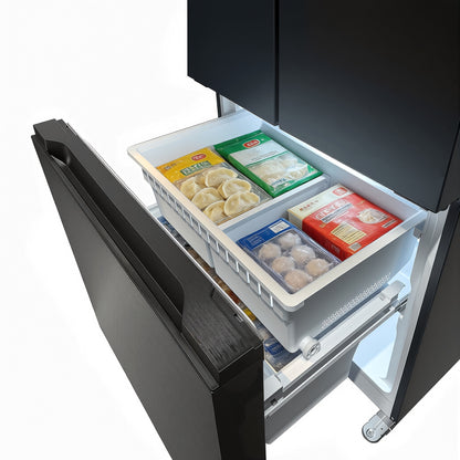 17.7cu Counter-Depth French Door Refrigerator | 17.7 Cubic Feet Capacity, Three-Door Design, Stainless Steel, Adjustable Thermostat, Automatic Defrost