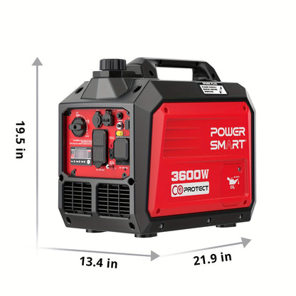 4800 Watt & 3600 Watt Gas Engine Generator for Camping & Emergencies - W/ CO Alarm, Portable, Low Noise, Inverter Generator
