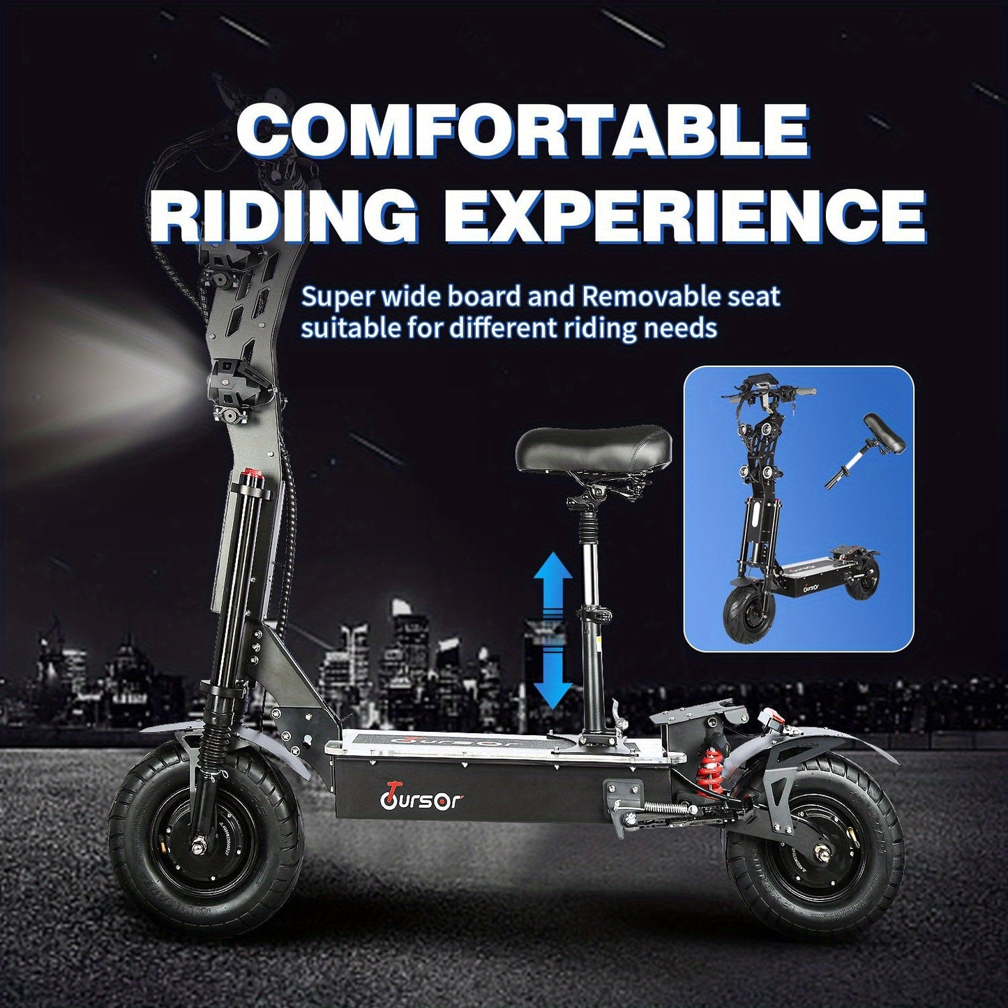 Free Delivery with Express Shipping High-power 72V Adult Electric Scooter Features LED Lights, Extended Range, Removable Seat Dual Suspension, 13-inch Vacuum Tyres Adult Off-road Electric Scooter
