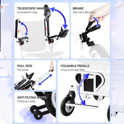 25 Miles Adult Electric Wheelchair Light Foldable, Weighing Only 37 Pounds Folding Electric Wheelchair With Rear Control, 2*10AH Removable Lithium Battery With Water Cup Holder Backpack Dust Bag Suitable For People With Disabilities