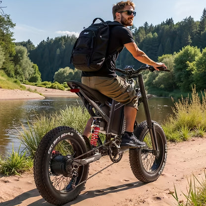 S900 Electric Mountain Bike 60 V 30 Ah Hydraulic Oil Brake 7 Speed Gears 20 X 4.0 Wide Tyre Double Shoulder Shock Absorber Adult Mountain Electric Motorcycle Bike