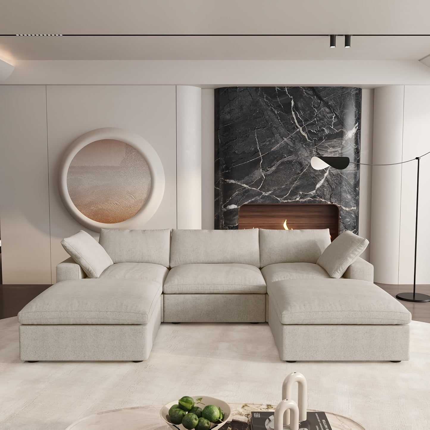 Modular Sectional Sofa with Storage Ottomans, U-Shaped Design, Minimalist Style, Deep And Wide Convertible Couches for The Living Room, with Washable And Replaceable Covers