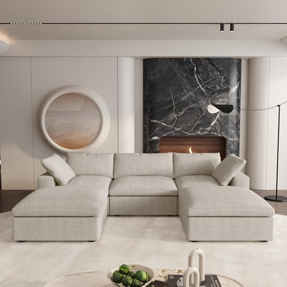 Modular Sectional Sofa with Storage Ottomans, U-Shaped Design, Minimalist Style, Deep And Wide Convertible Couches for The Living Room, with Washable And Replaceable Covers