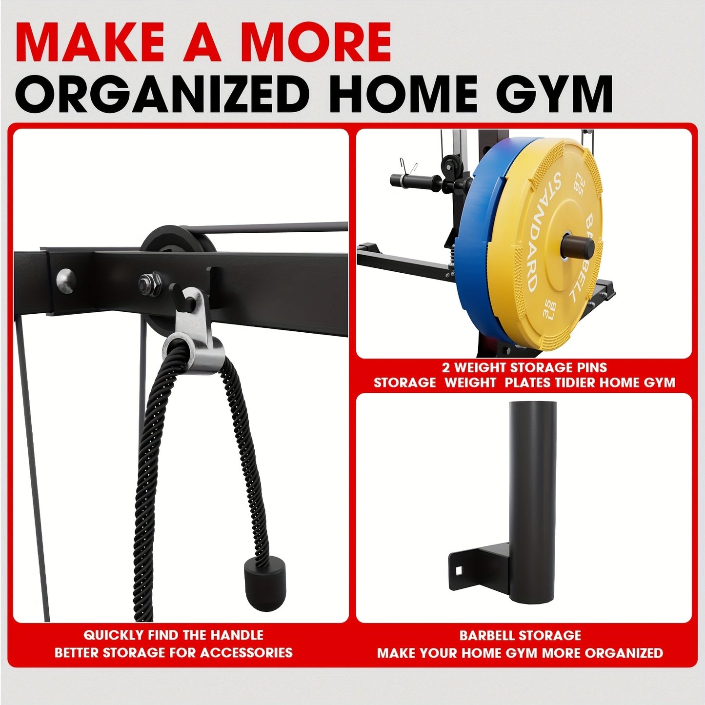 8-in-1 Power Rack Cage With 1500lb Capacity & Cable Crossover Machine - Multi-Function Squat Rack With J-Hooks, Dip Bars, And Landmine - Comprehensive Plate-Loaded Home Gym Equipment (Red)