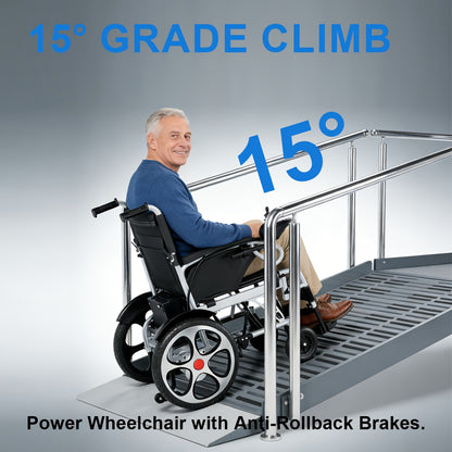 Aluminum Alloy Frame Electric Wheelchair, 24V 20Ah Lithium Battery, 500W Motor, 400 Lbs Weight Capacity, 17-inch Wheels, Foldable with Dual Brakes, And Thickened Integrated Backrest