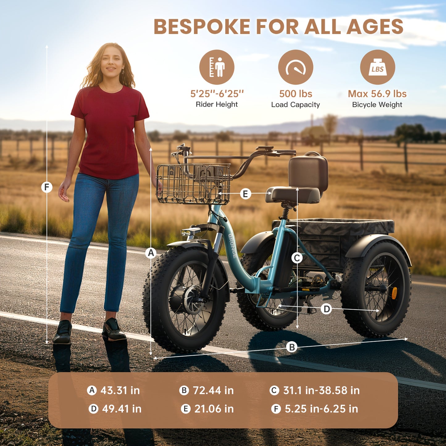 Adult Electric Tricycle, 20" Fat Tire Foldable Electric Tricycle with 749W Brushless Motor, 36V 15Ah Removable Battery Ebike 55Miles Range, 19MPH Cargo Tricycle with Basket, Suitable for Farm Work/Commuting/Travel