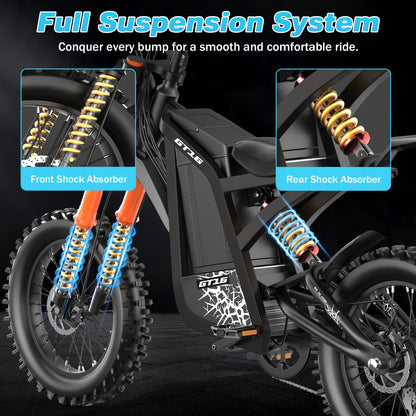GT16 Electric Bike for Adults, 749W Peak Motor, 27.9MPH Max Speed, 48V 25A Removable Battery, Up to 75 Miles Long Range, LED Headlight & Taillight, 16" Tire Off-Road E-Bike