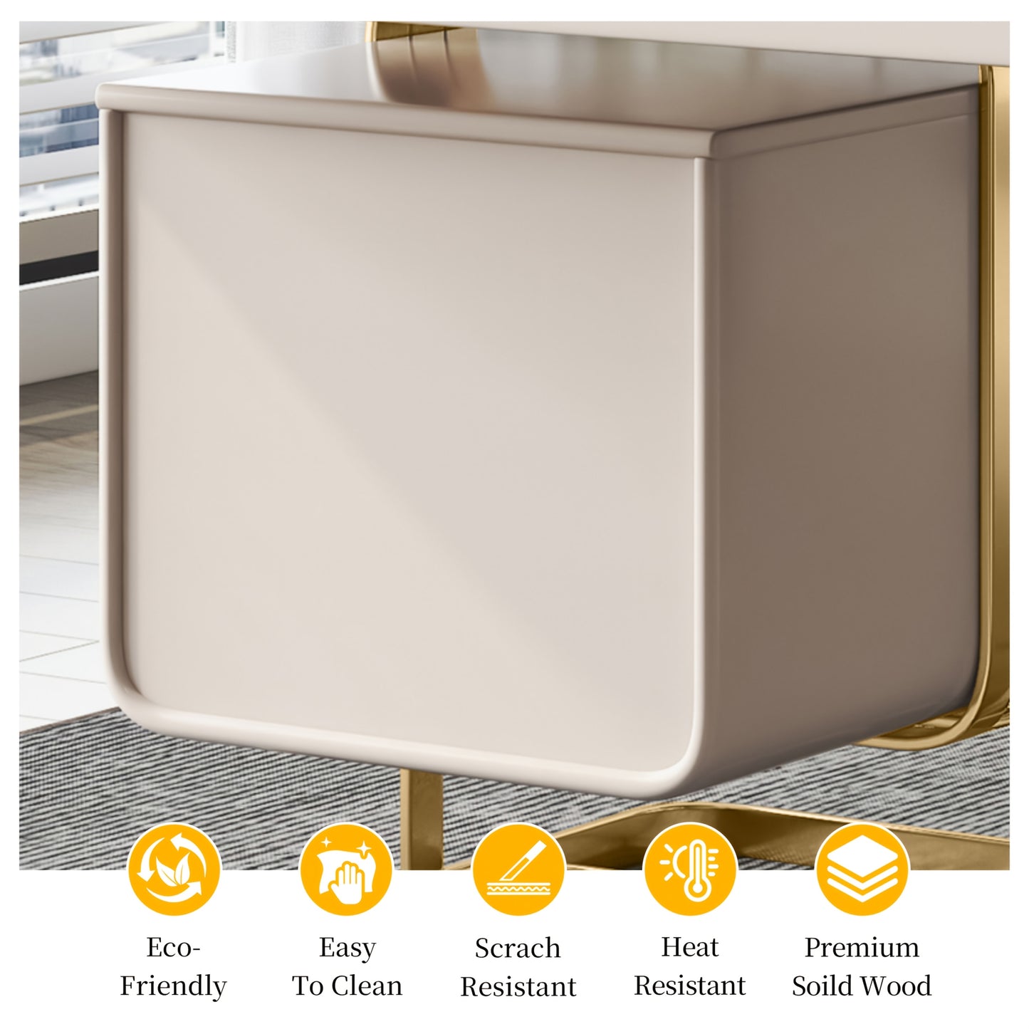 Luxury Marble Top Desk with Golden Frame - Modern Minimalist Writing Table Suitable for Home Office, Study Room, Bedroom, Marble Tabletop & Golden Frame, Assembly, Space-Saving for Small Spaces, Assembly Required