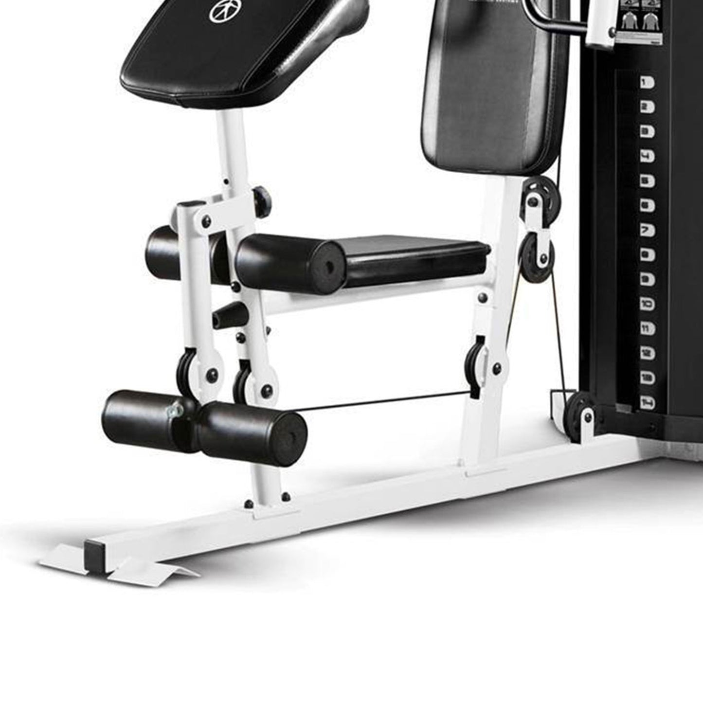 Marcy Home Gym Workout Station with Curl Pad, Lat Pulldown, Leg Developer & Weights, White