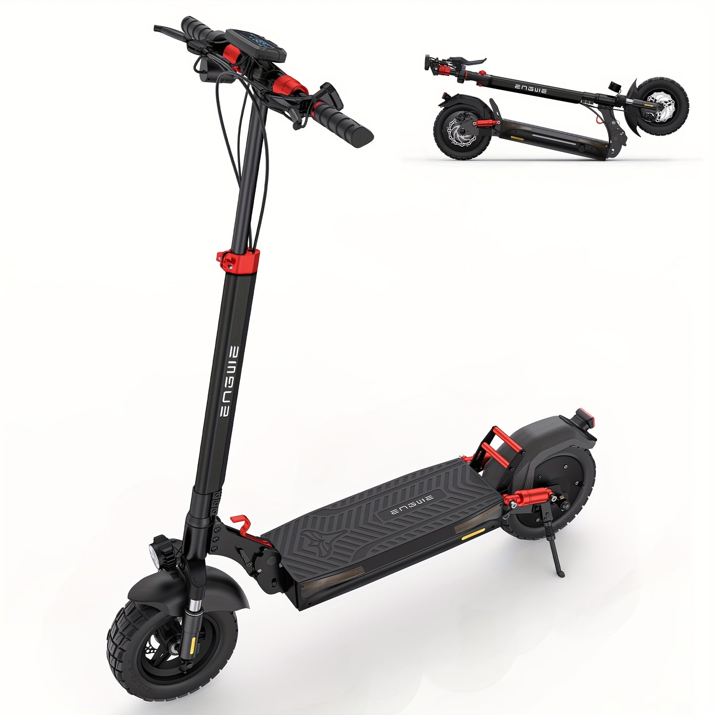 Electric Scooter with 500W Motor, 48V 18Ah Battery, 70KM Max Range, 32KM/H Top Speed, Dual Suspension, 10'' Tires, Foldable Design for Urban & Off-Road Riding
