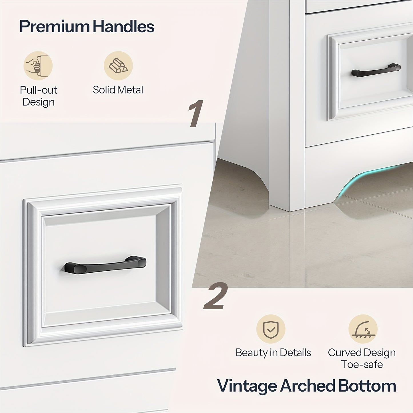 White Bathroom Vanity with Sink, Modern Storage Cabinet with Ceramic Countertop, Drawers And Cabinet, Arc Bottom Design And Metal Glides, Drain Kit Not Included, for Bathroom