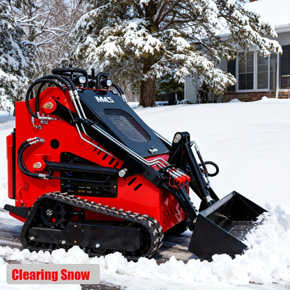 Mini Skid Steer Loader -13.5 HP Engine, Compact Track LoaderCompact Track Loader for Efficient Snow Clearing, Multi Functional Bulldozer Shovel Engineering Vehicle for Farms Gardens Park Roads Factories