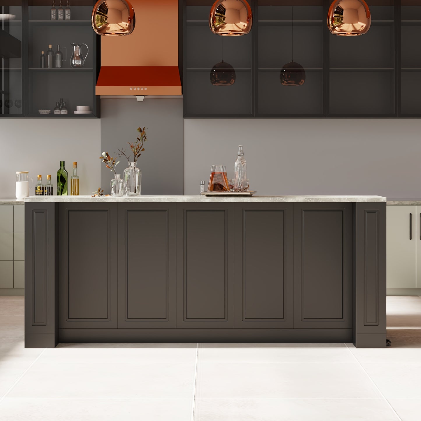 Modern 4-door Kitchen Island with 4 Spacious Drawers And 4 Shelves, Heavy-duty Kitchen Pantry Storage Cabinet with Stone Patterned Tabletop, Stationary Kitchen Table Coffee Bar Dining Table, for Dining Room, Kitchen, Stylish Design, 94, 5''L × 31, 3''D