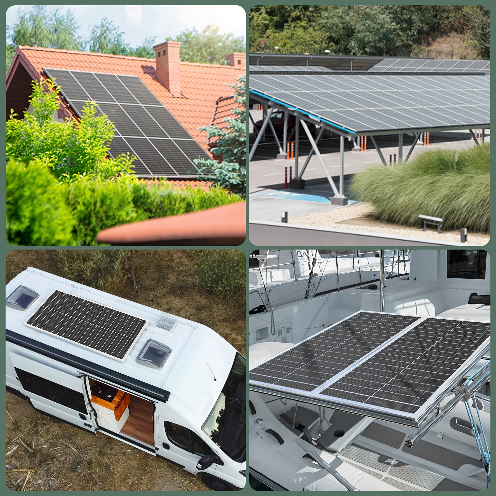 1200W High-efficiency Conversion Monocrystalline Solar Panels, 12pcs Of 100W Solar Panels, 24% High-efficiency Conversion Monocrystalline Technology Solar Panels, Suitable For RVs, Boats, Homes, Rooftops, Camping, Farms, And Other Off-grid Applic
