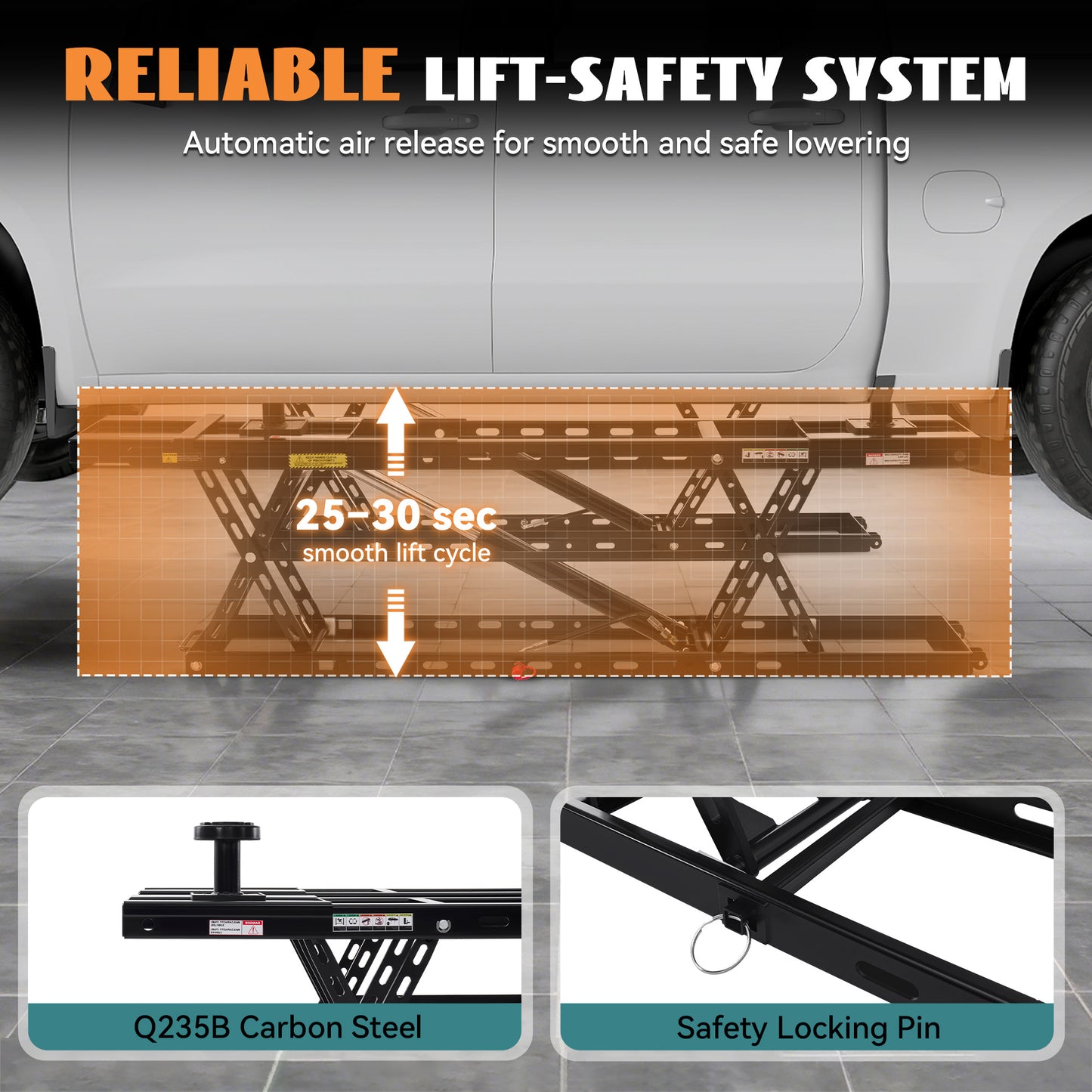 7000lb to 8000lb car lift designed for home garage workshop auto repair, suitable for sedan SUV pickup and most universal vehicles, ideal for maintenance inspection and underbody work.