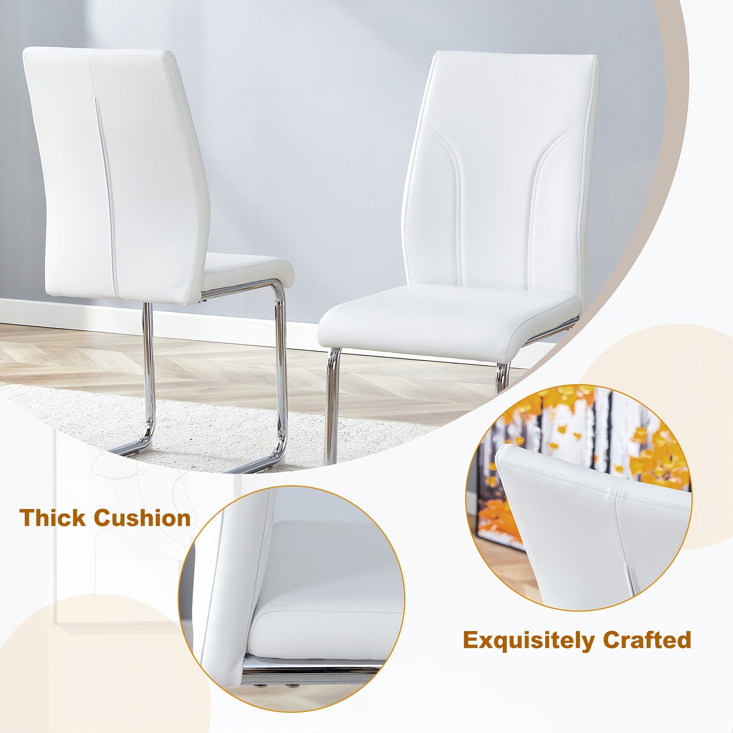 63" Modern Large Luxury Dining Table Set for 6, Kitchen Faux Marble Table Chairs Set Of 6, 63" Rectangle Kitchen Table And 6 PU Leather Upholstered Chairs for Kitchen, Dining Room, Living Room.Easy to Install, Local Warehouse