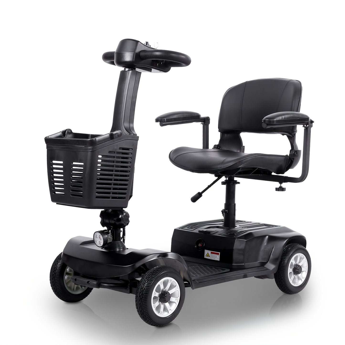 ightweight 4-Wheel Electric Mobility Scooter with Non-Slip All-Terrain Solid Tires, Front Basket, LED Headlight, Foldable Adult Mobility Scooter with Red/Black/Blue/Purple Colors, Senior Transportation, Safety Features Disabled Mobility Aid