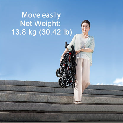 Portable Electric Wheelchair - 39-lb Ultra-Lightweight Foldable Mobility Scooter with 18-Mile Range, 4-Wheel -Absorbing Design, No Assembly Required, Airplane-Friendly Chair w/Charger & Toolkit for Travel (s & Seniors)