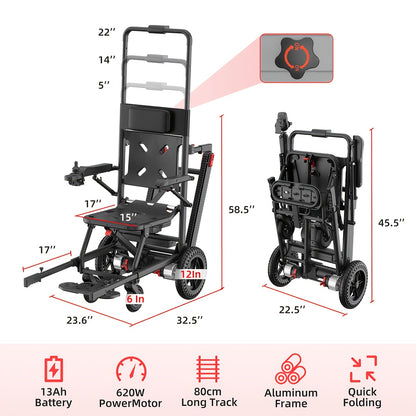 Nihhcune 15 Miles Long Endurance, Adult Intelligent Electric Wheelchair, Intelligent Controller, Stair Climber, Lightweight, One-step Folding And Unfolding, Can Be Put In The Trunk, High-power Motor, Strong Climbing Force, Anti-rollover Device