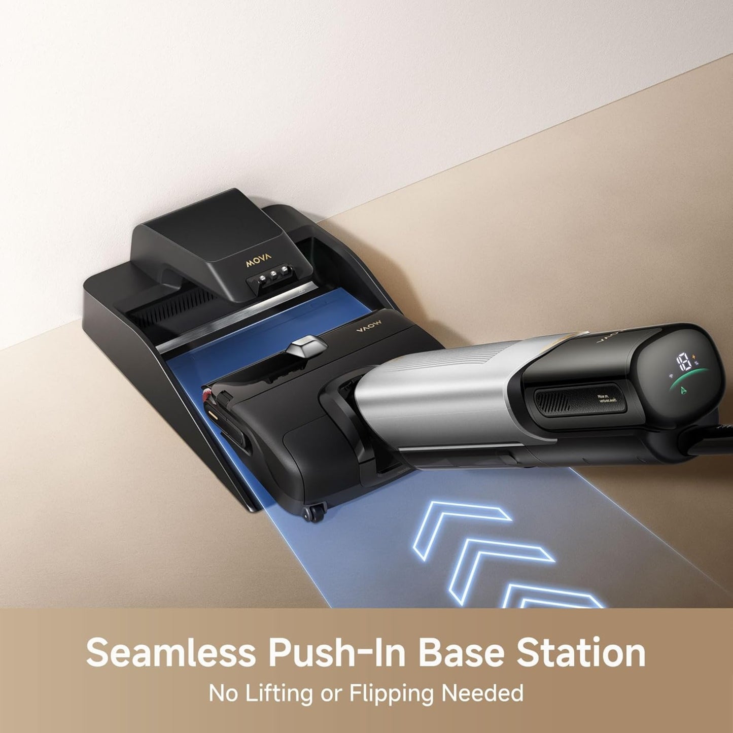 Plus Additional Cleaning Solution Smart Wet Dry Vacuum Cleaner Set, 20000Pa Cordless Vacuum Mop Featuring Zero Tangle, Hot Water Mopping for Tough Stains, 194F Hot Air Self-Drying, 180° Flat Laying, Push-In Charging Dock, LED Screen