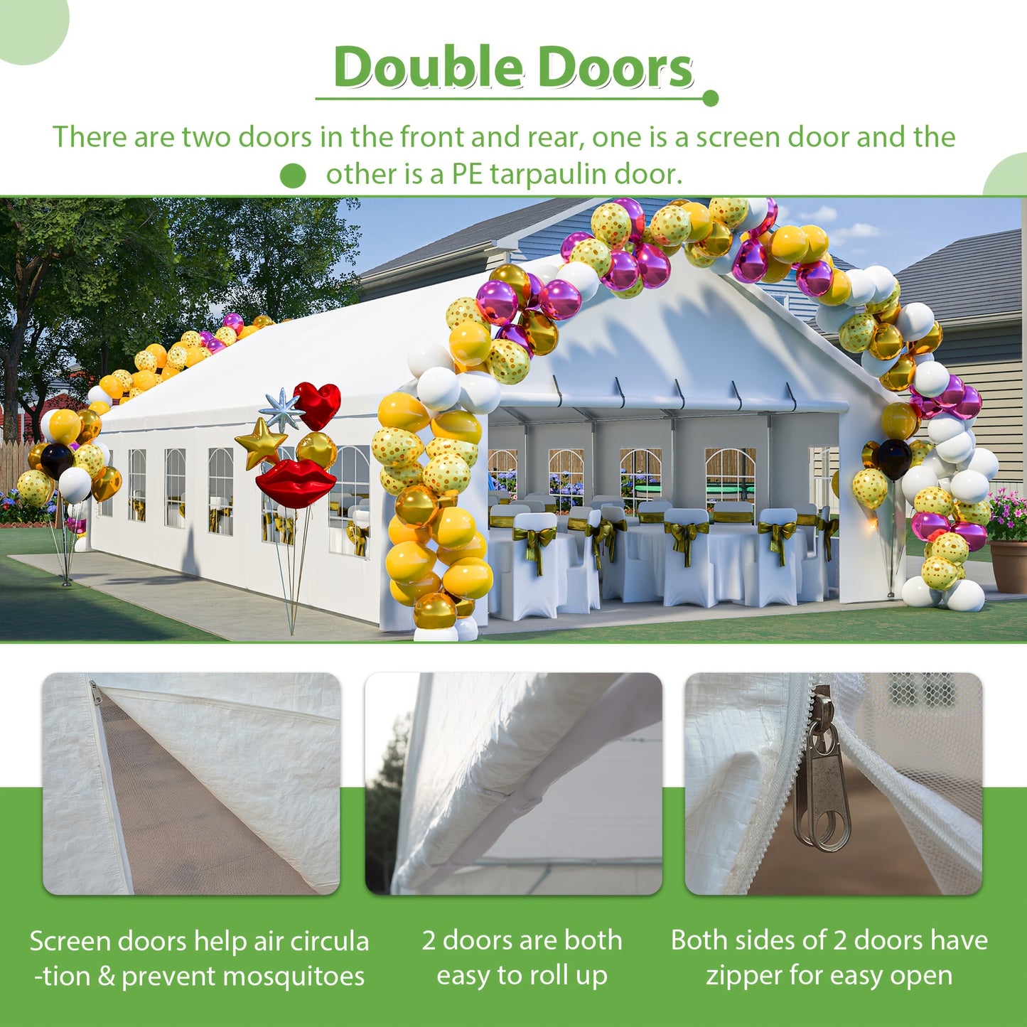 20×40/20×20/16×32 Feet Heavy Duty Party Tent, Large Wedding Event Canopy with Removable Side Walls - Outdoor Gazebo Style Commercial Shelter for Sports Events, Bleachers & Carports