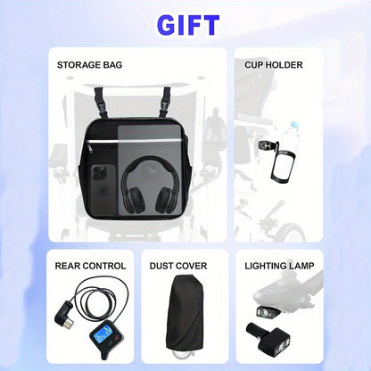 25 Miles Adult Electric Wheelchair Light Foldable, Weighing Only 37 Pounds Folding Electric Wheelchair With Rear Control, 2*10AH Removable Lithium Battery With Water Cup Holder Backpack Dust Bag Suitable For People With Disabilities