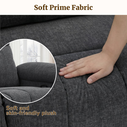 Three-Person Sofa Design, Middle Backrest Flip Design, Three-Seat Reclining Sofa, Recliner Sofa with USB Port, Manual Living Room Sofa