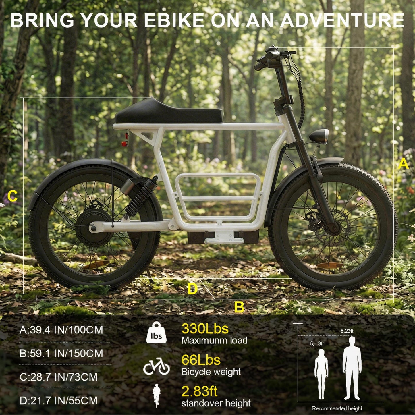 Off-Road Electric Scooter with a Seat, 500W Motor, 20-Inch All-Terrain Tires, a Top Speed of 20 Miles Per Hour, a Range of 30 Miles, a 48V 10.4Ah High-Capacity Battery, a Commuting Electric Scooter Equipped with an LCD Display And Dual Disc Brakes