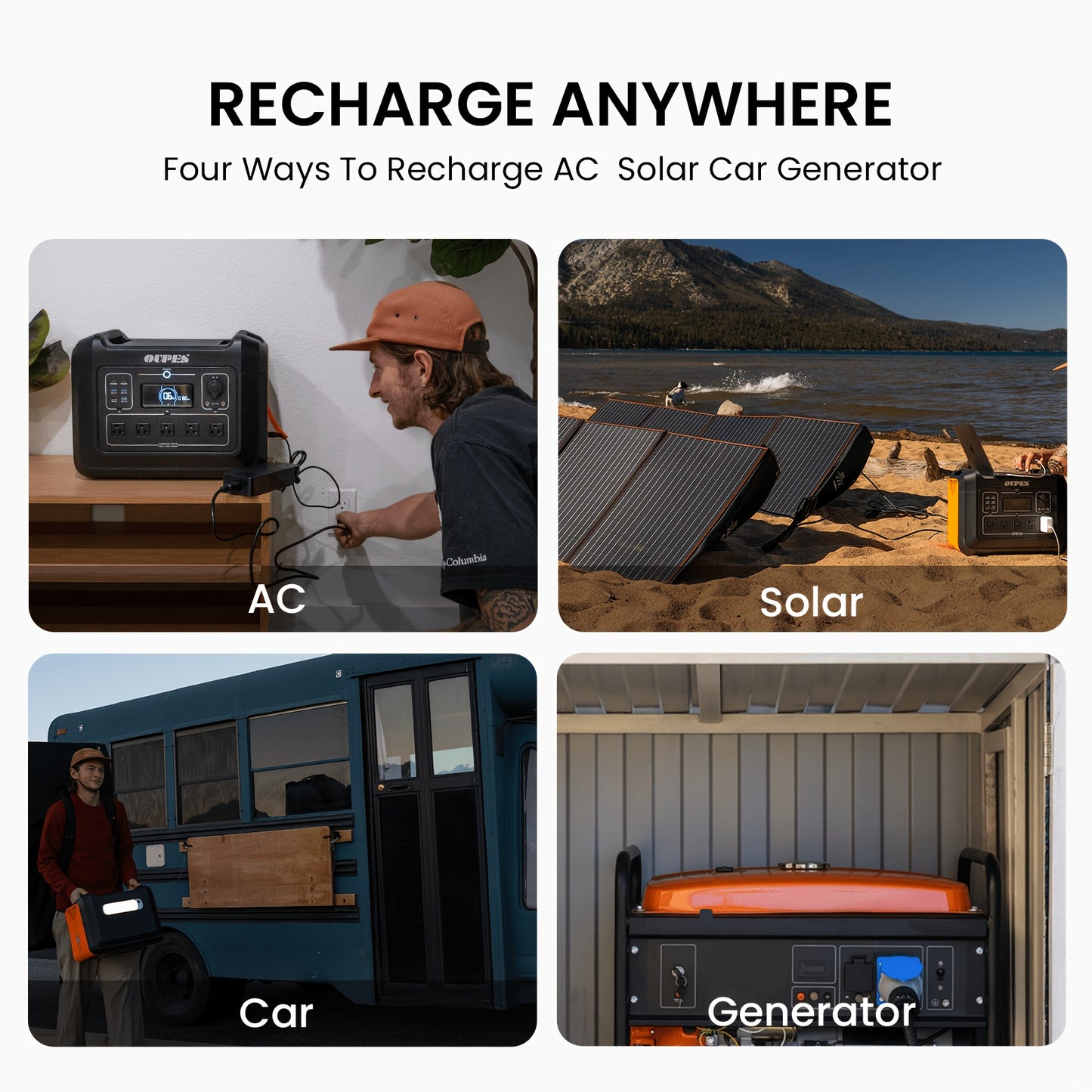 2400W 2232Wh Portable Power Station+240W Solar Panel Solar Generator LiFePO4 Battery, Pure Sine Wave AC Outlet, Solar Generator for Outdoors Camping Travelling And Emergencies Outdoor Generator