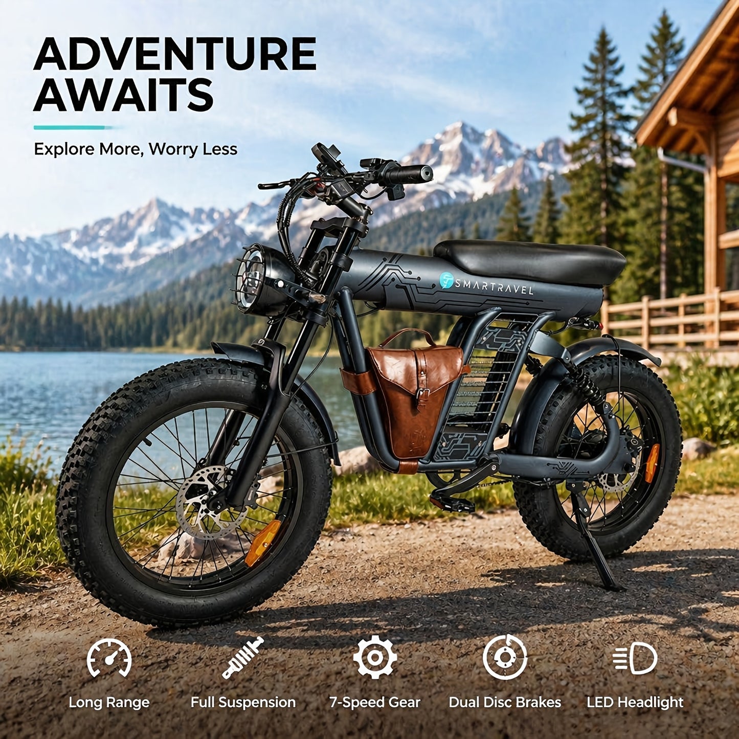 20" Fat Tire Electric Bike For Adults, 749W Peak Motor, 48V 25Ah Removable Battery, 19.88MPH, Aluminum Frame, With Phone Holder & Bag, All-Terrain, Best Value E-Bike For City Commuting, Beach Riding, Outdoor Travel, Perfect Gift For Men Women