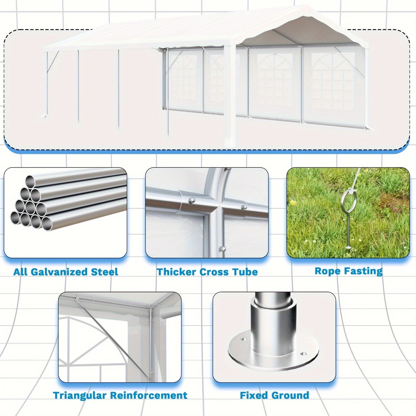 20x40ft & 13x26ft White Plastic Party Canopy with Pergola - Durable Outdoor/Indoor Event Shelter for Weddings, Birthdays, Garden Parties - Portable, Easy Setup, No Electricity Needed, Outdoor Event Shelter, Sturdy Construction