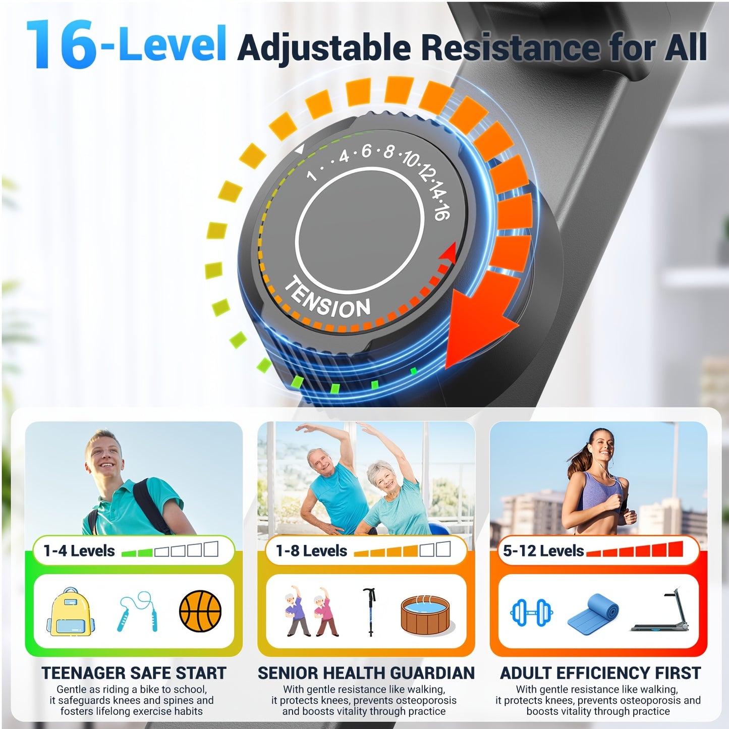 Elliptical Trainer, a Home Elliptical with an Ultra-quiet Magnetic Resistance System, Featuring 16 Resistance Levels, a Foldable Home Elliptical with an LCD Display, a Christmas Gift for Family and Friends