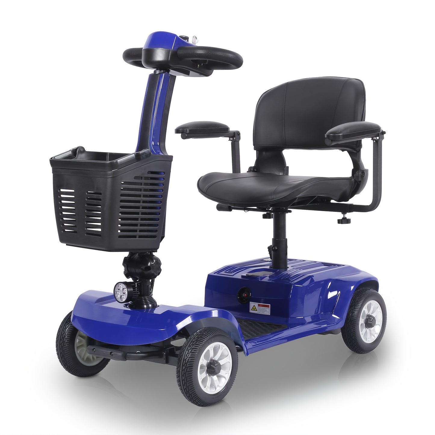 ightweight 4-Wheel Electric Mobility Scooter with Non-Slip All-Terrain Solid Tires, Front Basket, LED Headlight, Foldable Adult Mobility Scooter with Red/Black/Blue/Purple Colors, Senior Transportation, Safety Features Disabled Mobility Aid