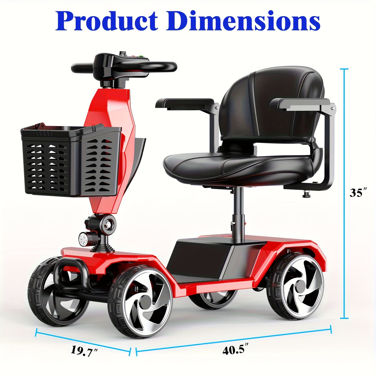 4-Wheel Electric Mobility Scooter For Adults With Seat - 250W Motor, 15 Miles Per Hour Speed, With Backrest Seat And Front Basket, 265 Pounds Capacity, 8 Inch Solid Tires, Lightweight 82Pounds, Suitable For Outdoor And Indoor Mobility