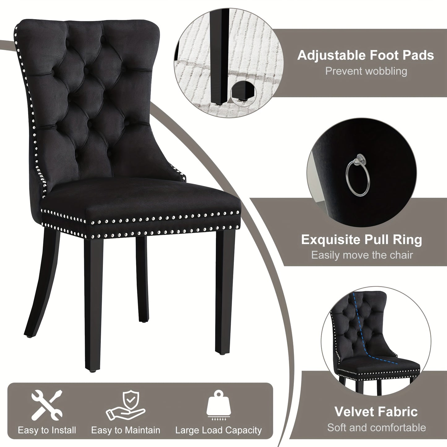 5pcs Modern Dining Table and Chair Set with Tempered Glass Table & Velvet Chairs - -Frame Base, Cushioned Seats Suitable for Kitchen, Dining Room, Small Spaces - Assembly, Contemporary Furniture (Table & 4 Chairs)