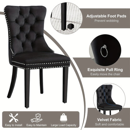 5pcs Modern Dining Table and Chair Set with Tempered Glass Table & Velvet Chairs - -Frame Base, Cushioned Seats Suitable for Kitchen, Dining Room, Small Spaces - Assembly, Contemporary Furniture (Table & 4 Chairs)