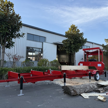 32" Portable Sawmill, 420cc Gas Engine, Max Log 32", 19.7ft Rail, Trailer & Tires – Perfect for Home Use, Easy to Maintain – CA Ship