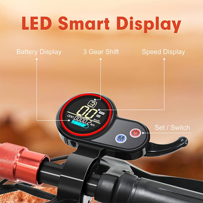500W/740W Power, 10" Off-road/Tubless Tire Kick Electric Scooter, Foldable E-Scooter - Max Range 40km/60km/80km, Double Suspension & Double Disc Brake, Phone Charging USB Port, RGB Ambient Light, Turn Signal Light, LED Front Light