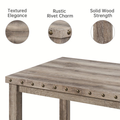 Morden Fort Rustic Dining Table Set, Farmhouse Kitchen Dining Chairs, Charming 60" Rectangular Wooden Table& Upholstered Chair With Nailhead Accents For Dining Hub, Breakfast Nook