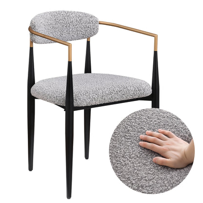 Morden Fort Black Modern Dining Chairs, Boucle Armchair Set Of 2 For Kitchen, Reception Room, Living Room, Bedroom, Restaurant