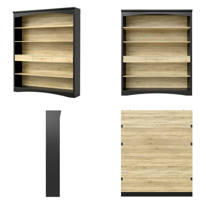 78.7'' H Modern Bookcase Wall With 3 Drawers, 6-Tier Office Bookshelf Storage Organizer | Display Shelf Unit For Home Office & Living Room, Stylish Design, Oak & Black, Hardwood Material, Floor Mount