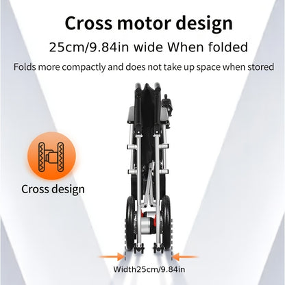 Adult Electric Wheelchair with Intelligent Control, Electromagnetic Braking System, Small Turning Radius, Small Folding Space. It Is Suitable for The Travel Of The Elderly And The Disabled And Can Bear A Weight Of 300 Pounds.