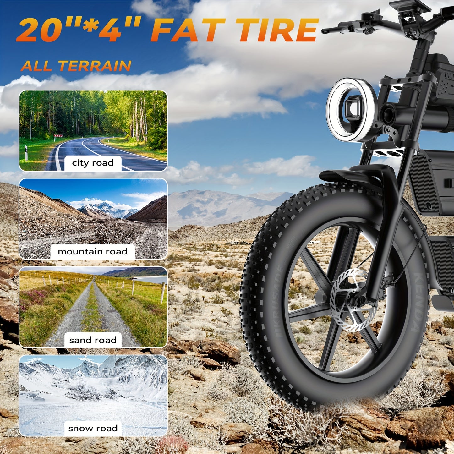Electric Dirt Bike For Adults - 60V Fast Speed Commuter EBike With 20Ah*2 Battery, 93 Mile Long Range Motorcycle, All-Terrain Fat Tires, Full Suspension, Smart Display, USB Port, Storage Bag, Hydraulic Brakes. Perfect Gift For Christmas & New Year.