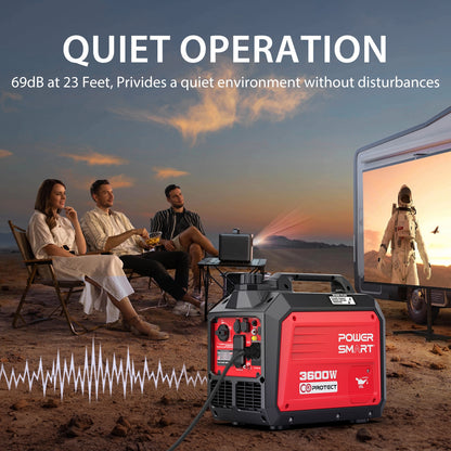 4800 Watt & 3600 Watt Gas Engine Generator for Camping & Emergencies - W/ CO Alarm, Portable, Low Noise, Inverter Generator