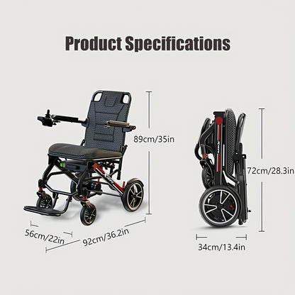 Portable Electric Wheelchair - 39-lb Ultra-Lightweight Foldable Mobility Scooter with 18-Mile Range, 4-Wheel -Absorbing Design, No Assembly Required, Airplane-Friendly Chair w/Charger & Toolkit for Travel (s & Seniors)