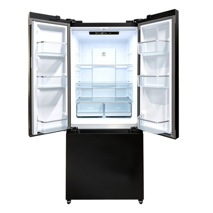 17.7cu Counter-Depth French Door Refrigerator | 17.7 Cubic Feet Capacity, Three-Door Design, Stainless Steel, Adjustable Thermostat, Automatic Defrost