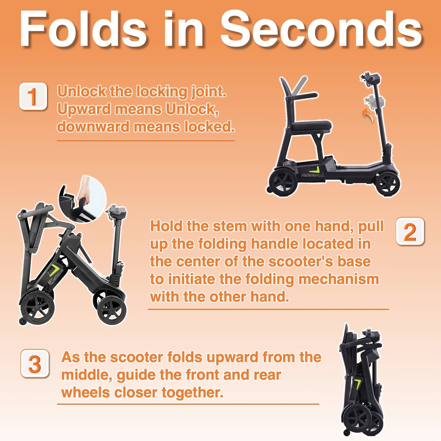 A Lightweight, Foldable Four-wheeled Electric Mobility Scooter Suitable For Seniors And Adults, Equipped With Dual Removable Batteries, Meeting Air Travel Standards, Offering A Long Range, And A Top Speed Of 5 Mph